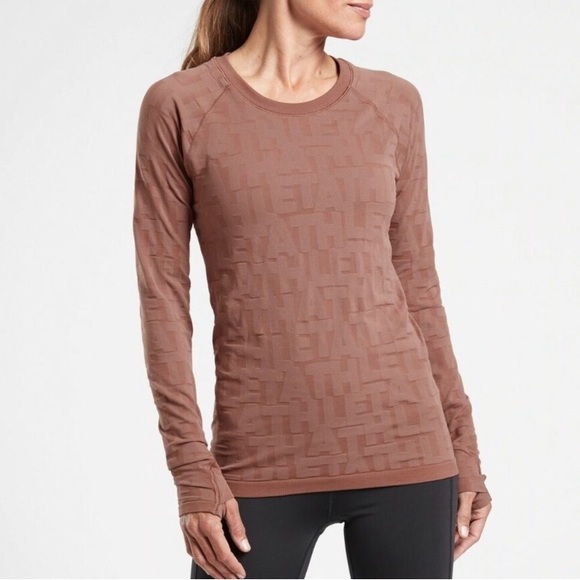 Athleta Momentum Monogram L/S Top Size Large - Picture 2 of 11